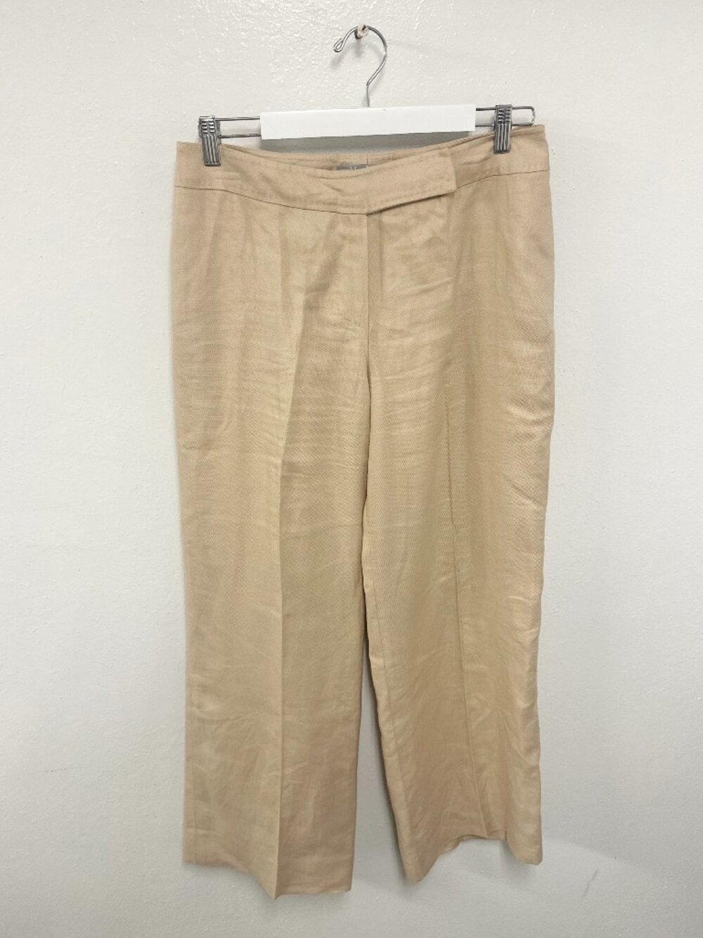 Max Mara Puro Lino Wide Leg Trousers 100% Linen Ivory Size 10 Quiet Luxury